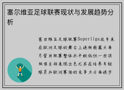 塞尔维亚足球联赛现状与发展趋势分析